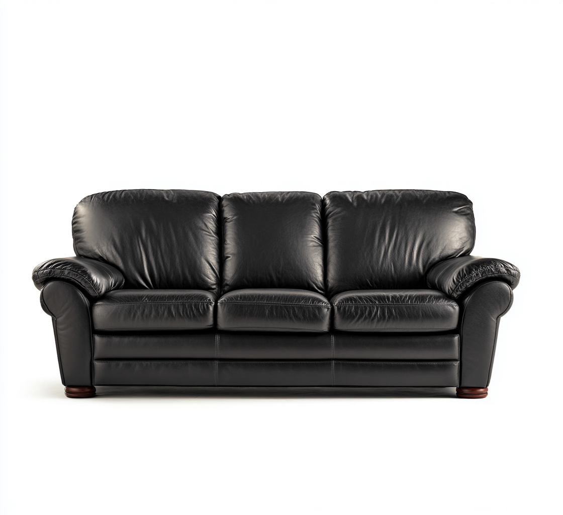 Sofás de 3 plazas - piel sintética - 225x100x95 cm - negro - estilo clásico-Havenupbay