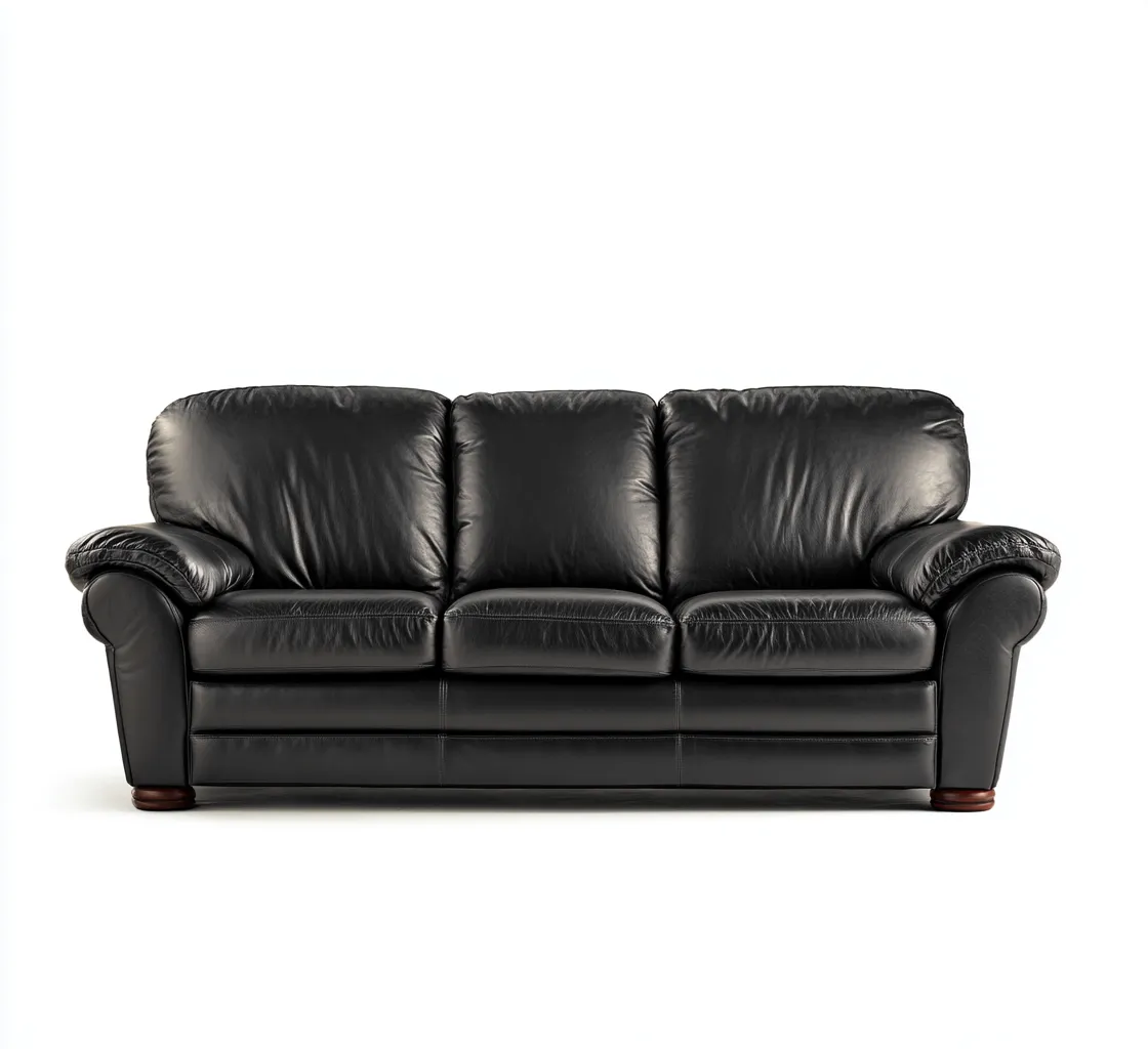 Sofás de 3 plazas - piel sintética - 225x100x95 cm - negro - estilo clásico-Havenupbay