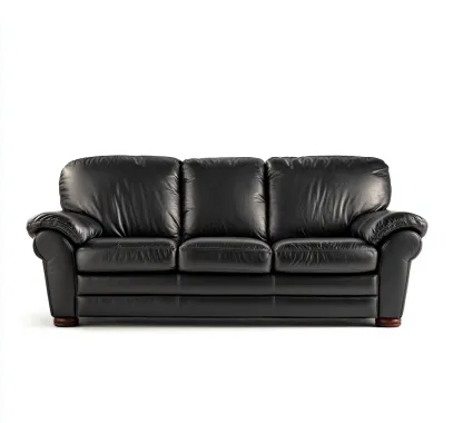 Sofás de 3 plazas - piel sintética - 225x100x95 cm - negro - estilo clásico-Havenupbay