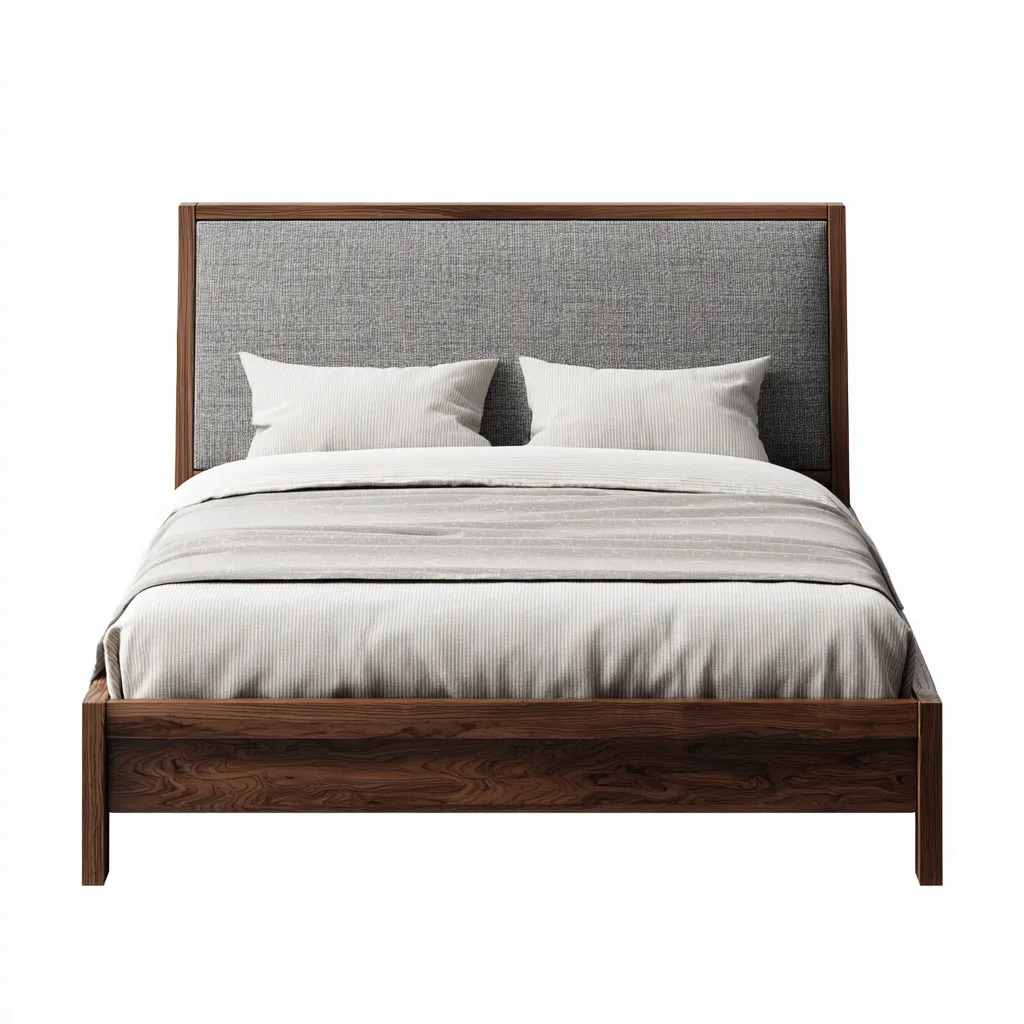 Camas matrimoniales-madera-tela-210x170x114 cm-marrón-gris-diseño moderno-Havenupbay