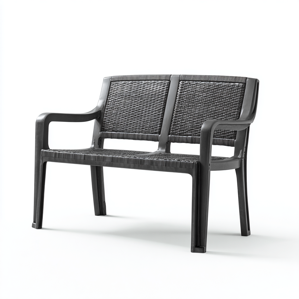 Banco de jardín - plástico - 114x55x82 cm - negro - diseño moderno-Havenupbay