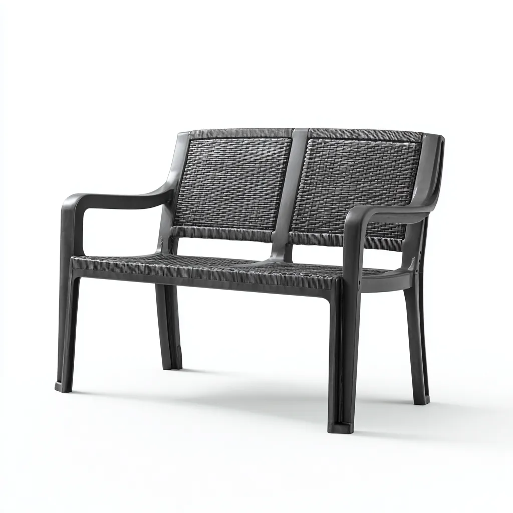 Banco de jardín - plástico - 114x55x82 cm - negro - diseño moderno-Havenupbay