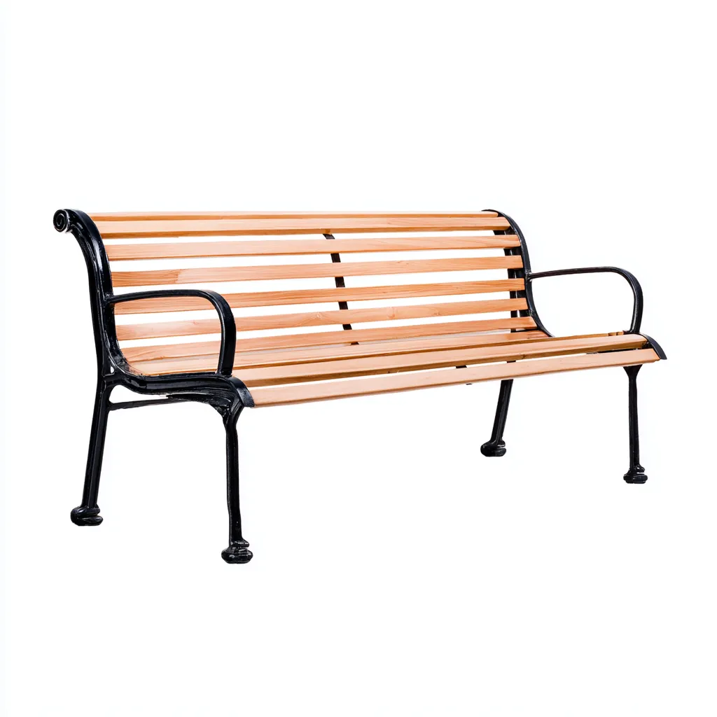 Banco de jardín - madera - metal - 145x58x78 cm - marrón claro-negro - diseño clásico-Havenupbay