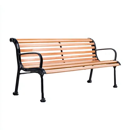 Banco de jardín - madera - metal - 145x58x78 cm - marrón claro-negro - diseño clásico-Havenupbay