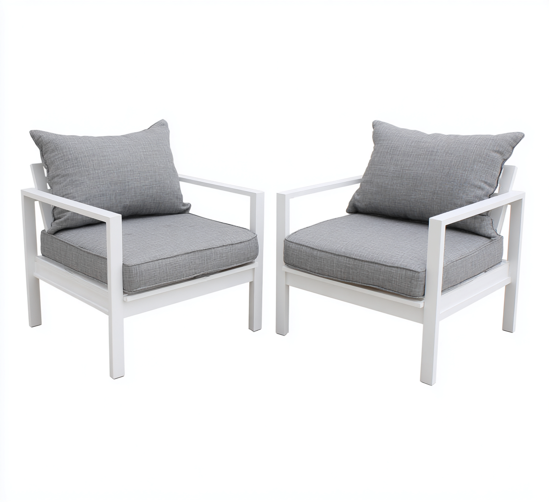 Silla de jardín - aluminio - tela - 72x78x76 cm - blanco-gris - diseño contemporáneo-Havenupbay