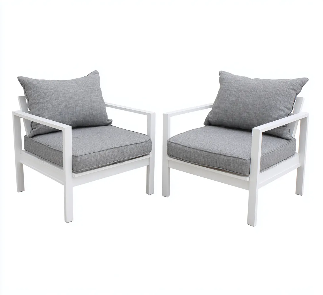 Silla de jardín - aluminio - tela - 72x78x76 cm - blanco-gris - diseño contemporáneo-Havenupbay