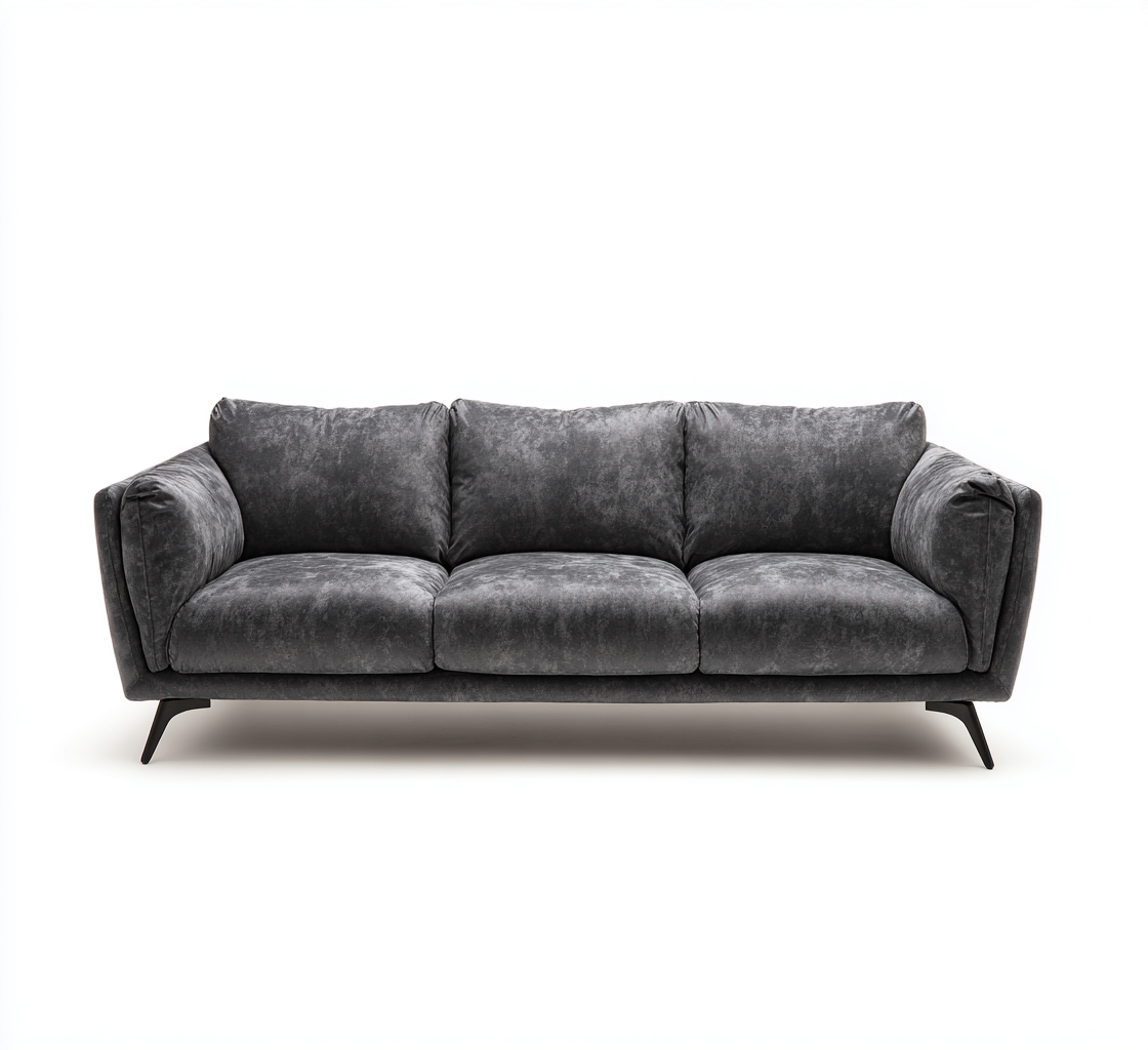 Sofás de 3 plazas - tela - 225x100x85 cm - gris oscuro - estilo moderno-Havenupbay