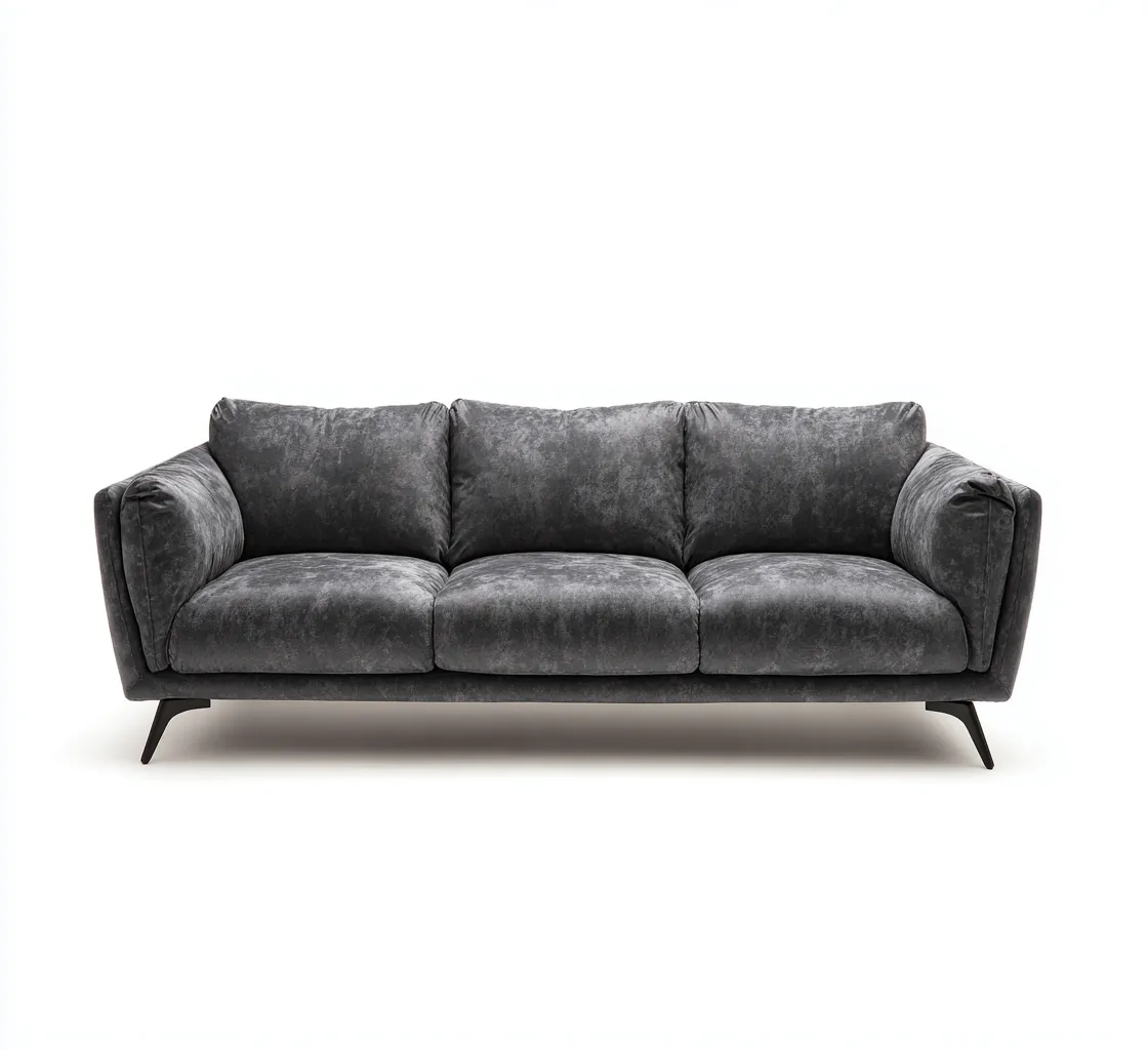 Sofás de 3 plazas - tela - 225x100x85 cm - gris oscuro - estilo moderno-Havenupbay