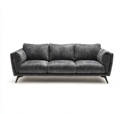 Sofás de 3 plazas - tela - 225x100x85 cm - gris oscuro - estilo moderno-Havenupbay