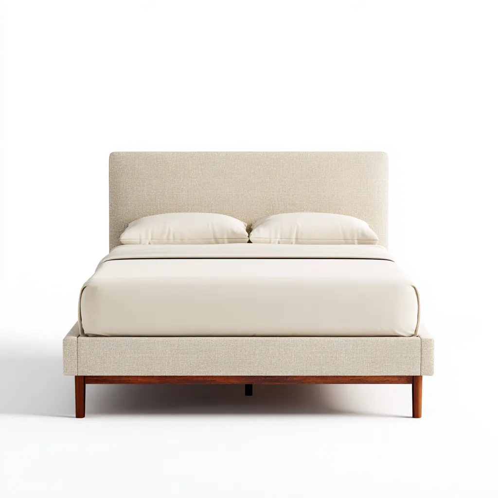 Camas matrimoniales - tapizada en tela - 200x160x108 cm - beige - estilo moderno minimalista-Havenupbay