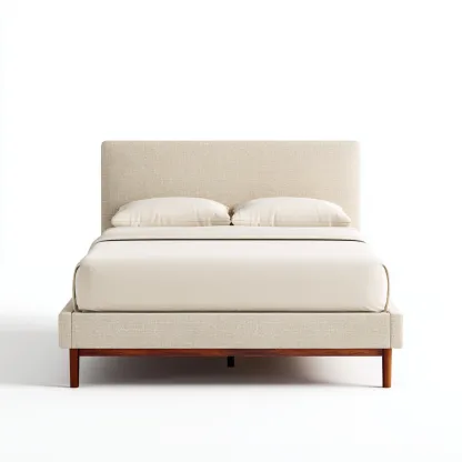 Camas matrimoniales - tapizada en tela - 200x160x108 cm - beige - estilo moderno minimalista-Havenupbay