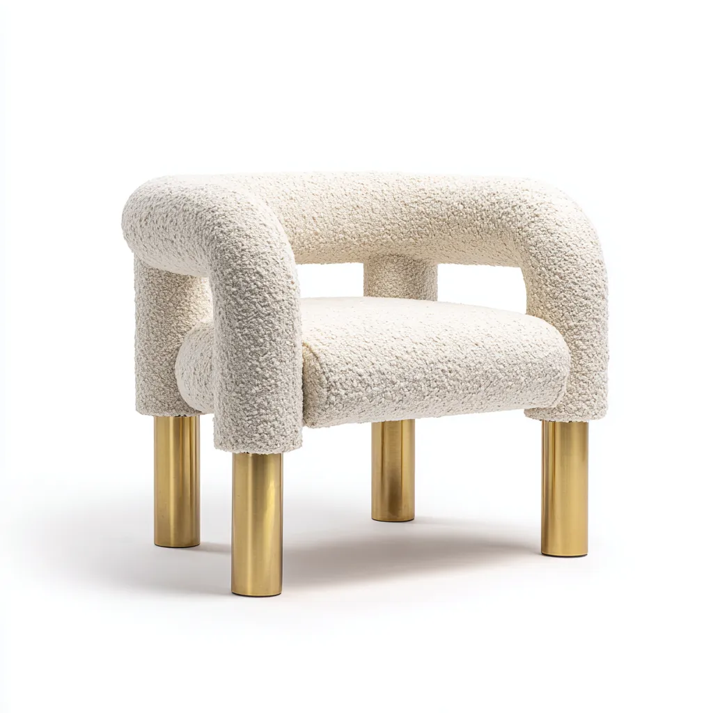 Sillones - tela boucle - 64x61x70 cm - blanco-dorado - diseño moderno-Havenupbay