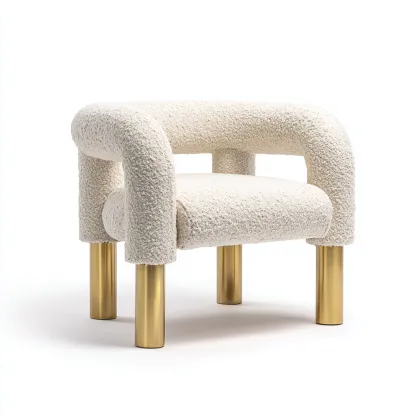 Sillones - tela boucle - 64x61x70 cm - blanco-dorado - diseño moderno-Havenupbay