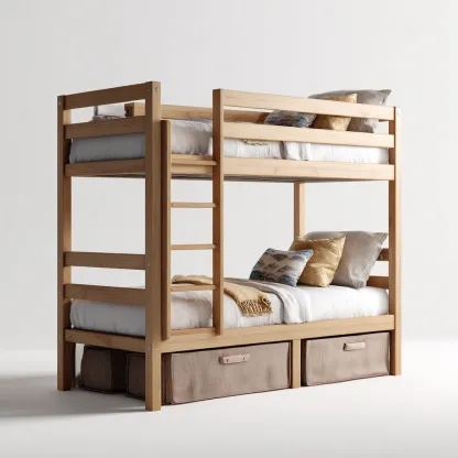 Literas de madera - madera - 205x105x165 cm - madera natural - diseño funcional con almacenaje-Havenupbay