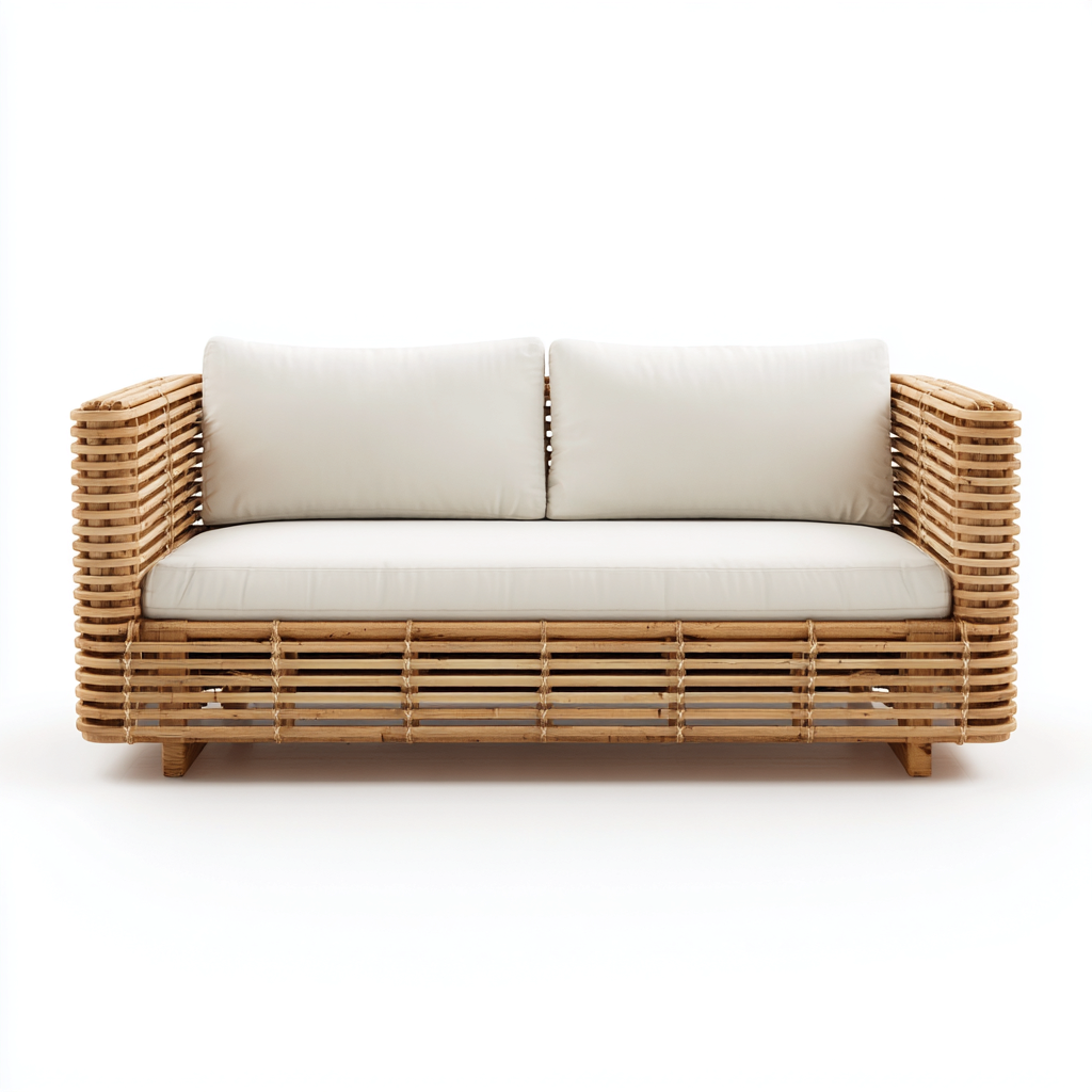 Sofás de jardín - ratán - 189x82x85 cm - beige - diseño moderno-Havenupbay