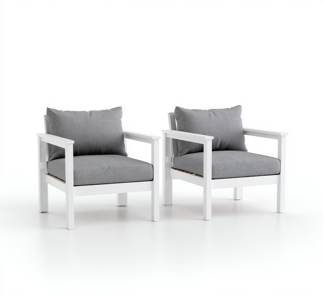 Silla de jardín - aluminio - tela - 70x75x78 cm - blanco-gris - diseño moderno-Havenupbay