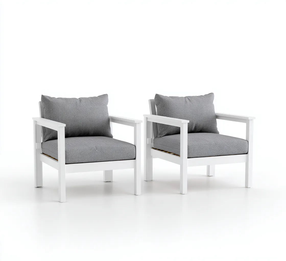 Silla de jardín - aluminio - tela - 70x75x78 cm - blanco-gris - diseño moderno-Havenupbay