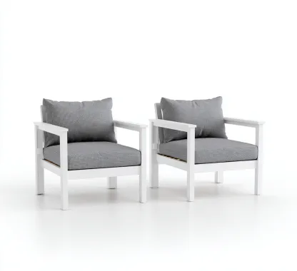 Silla de jardín - aluminio - tela - 70x75x78 cm - blanco-gris - diseño moderno-Havenupbay