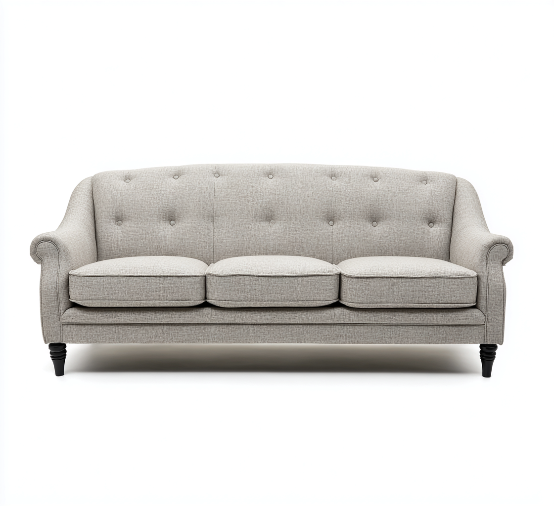 Sofás de 3 plazas - tela - 205x85x90 cm - beige - diseño clásico-Havenupbay