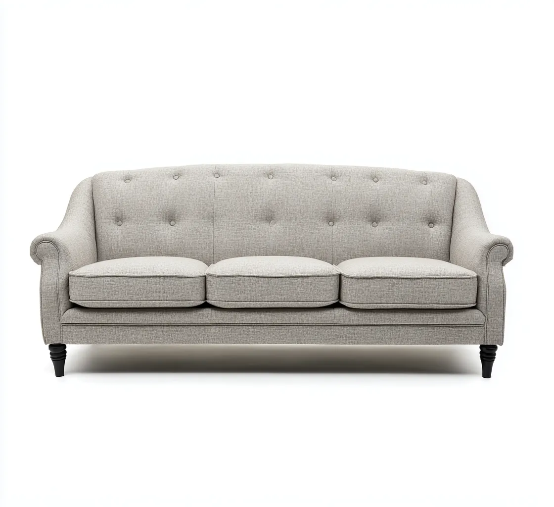 Sofás de 3 plazas - tela - 205x85x90 cm - beige - diseño clásico-Havenupbay