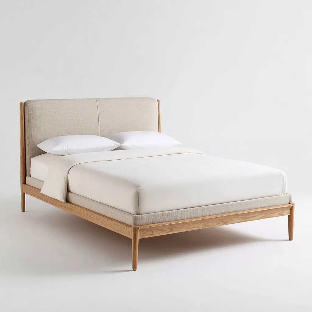 Camas matrimoniales-madera-tela-210x170x112 cm-beige-madera natural-diseño moderno-Havenupbay