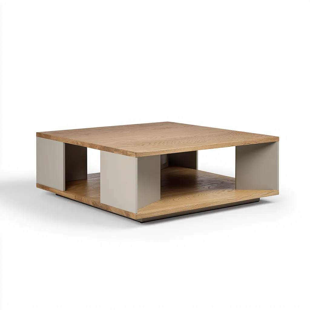 Mesa de centro-madera-100x100x42 cm-marron-gris-estilo moderno-Havenupbay