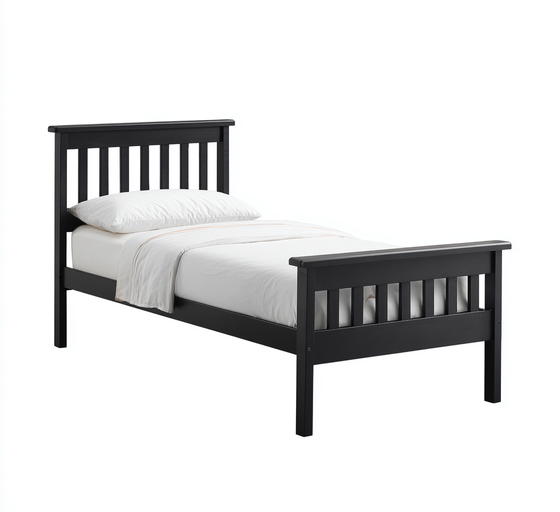 Camas individuales -estructura de madera - 200x100x105 cm - negro - estilo clásico-Havenupbay