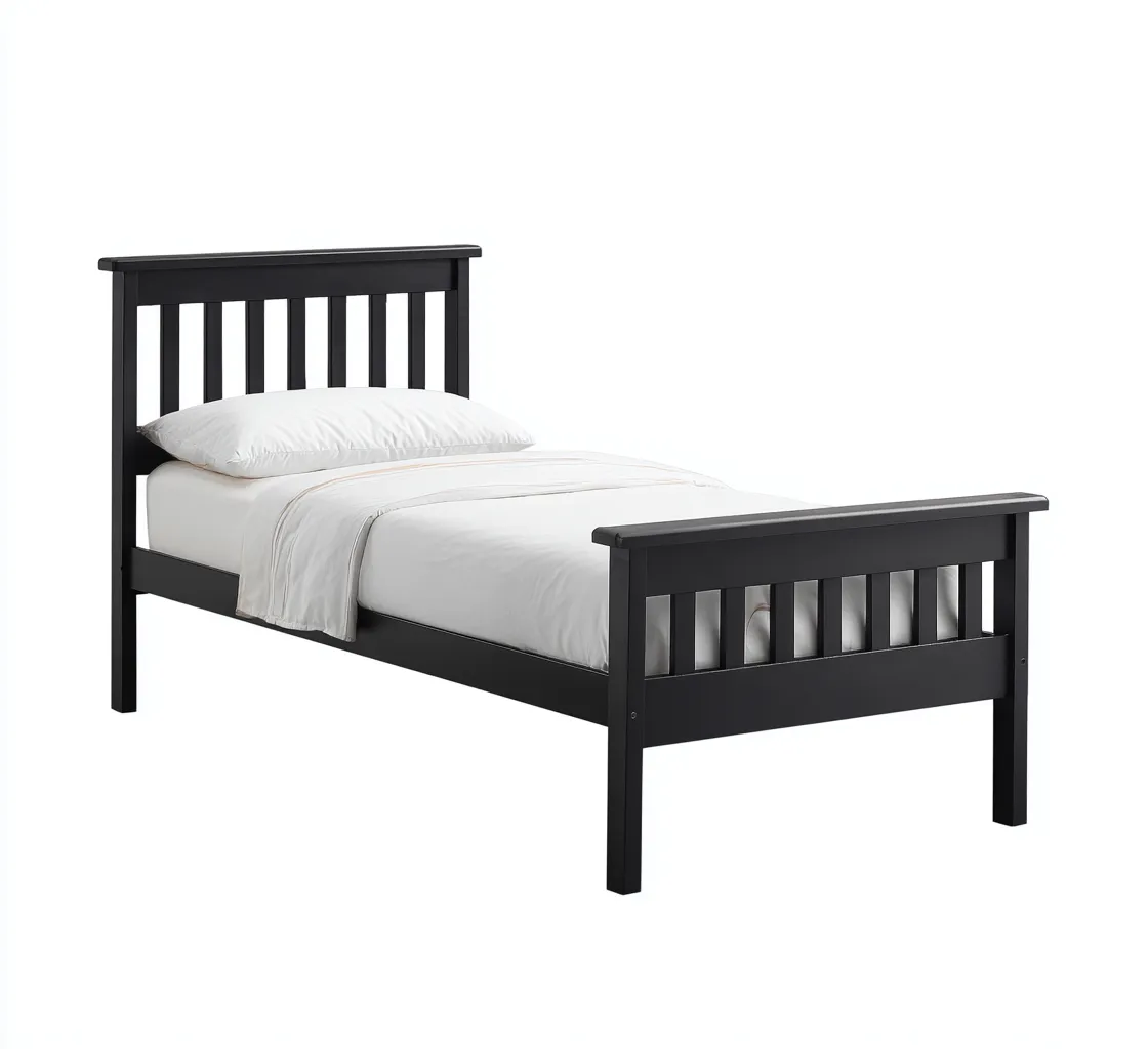 Camas individuales -estructura de madera - 200x100x105 cm - negro - estilo clásico-Havenupbay