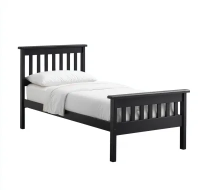 Camas individuales -estructura de madera - 200x100x105 cm - negro - estilo clásico-Havenupbay