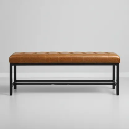 Banco de entrada-cuero-metal-120x38x48 cm-marrón-negro-estilo moderno-Havenupbay