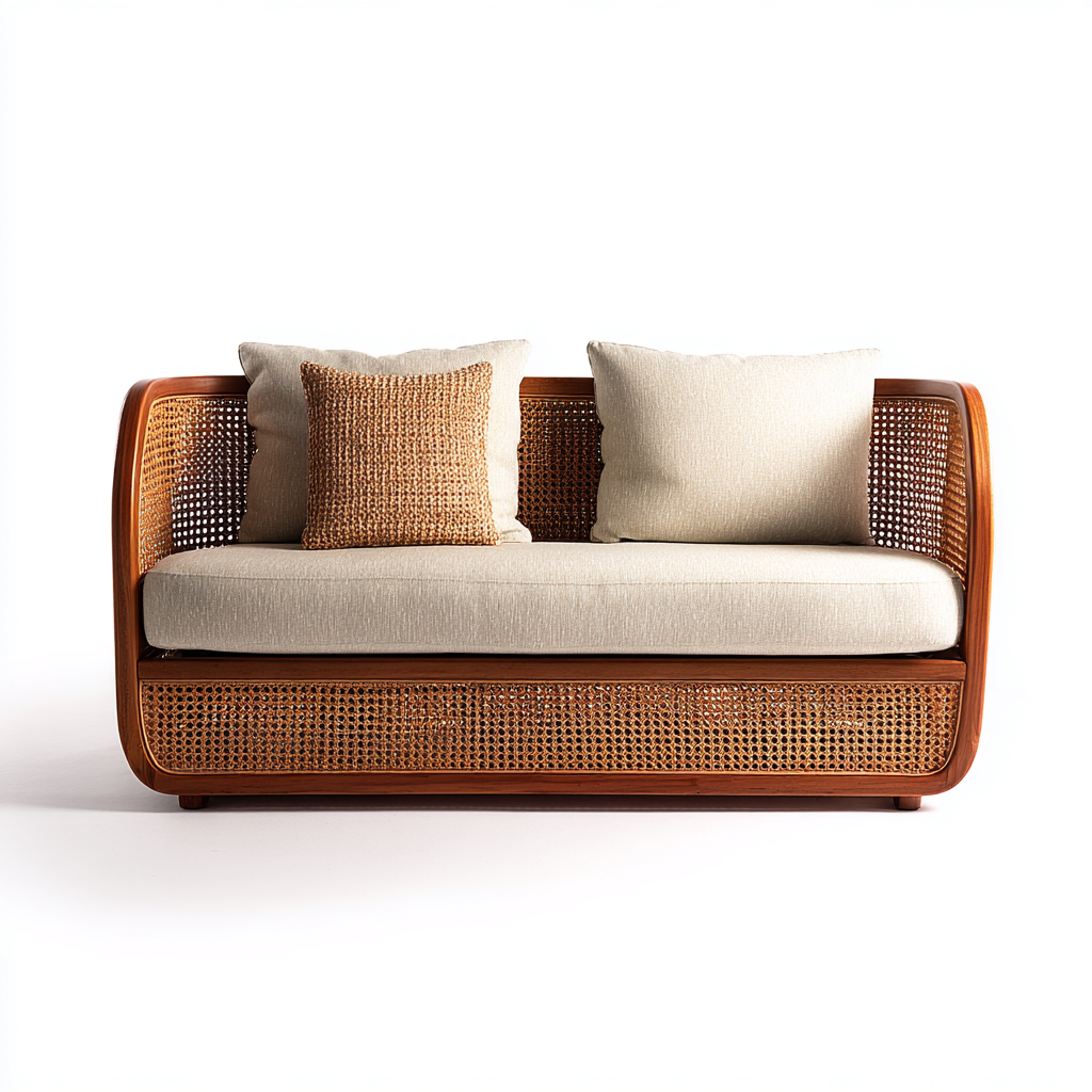 Sofás de jardín - ratán - madera - 145x78x84 cm - beige madera - diseño moderno-Havenupbay