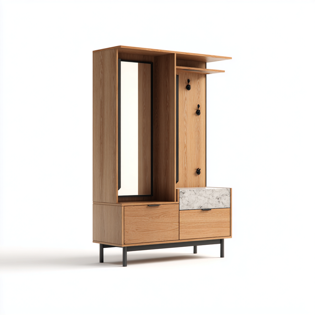 Percheros-madera-110x40x185 cm-roble-diseno moderno-Havenupbay