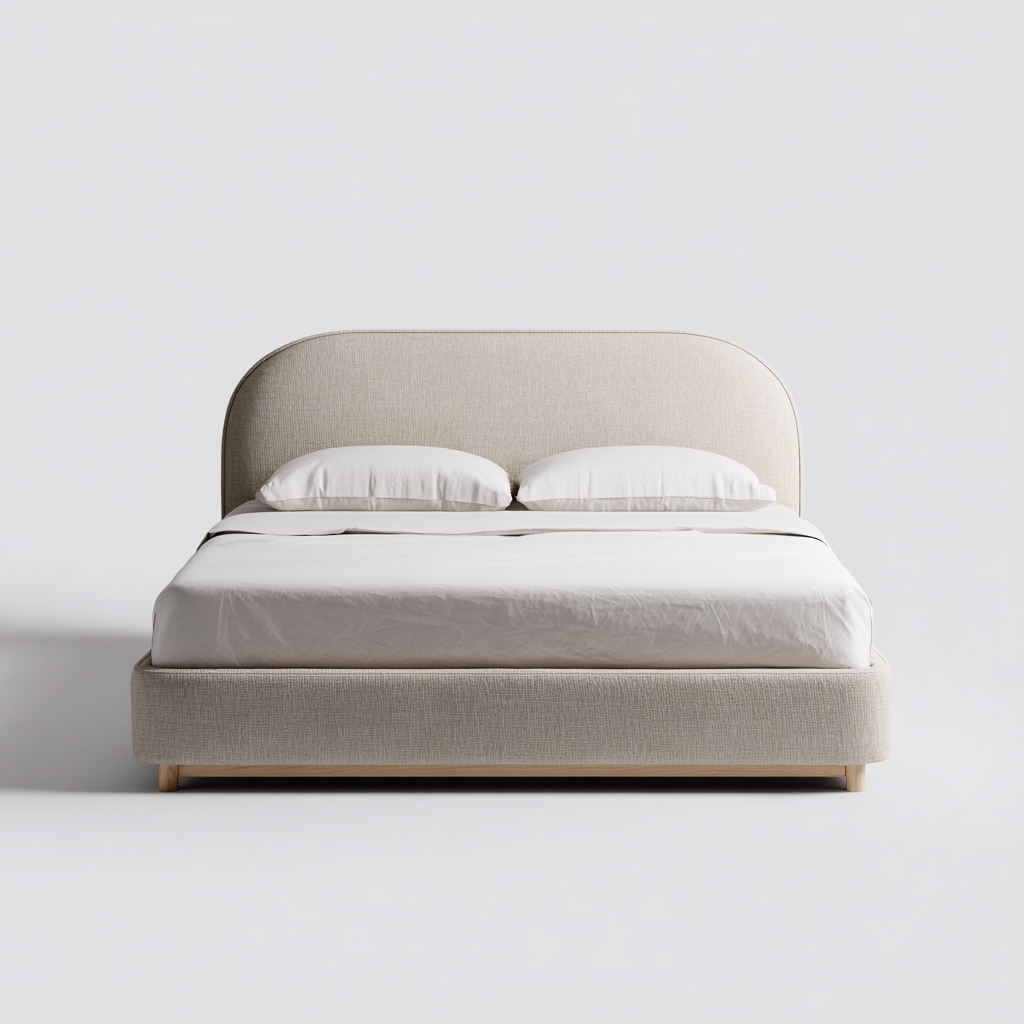 Camas matrimoniales - tapizada en tela - 200x160x118 cm - beige - estilo moderno minimalista-Havenupbay