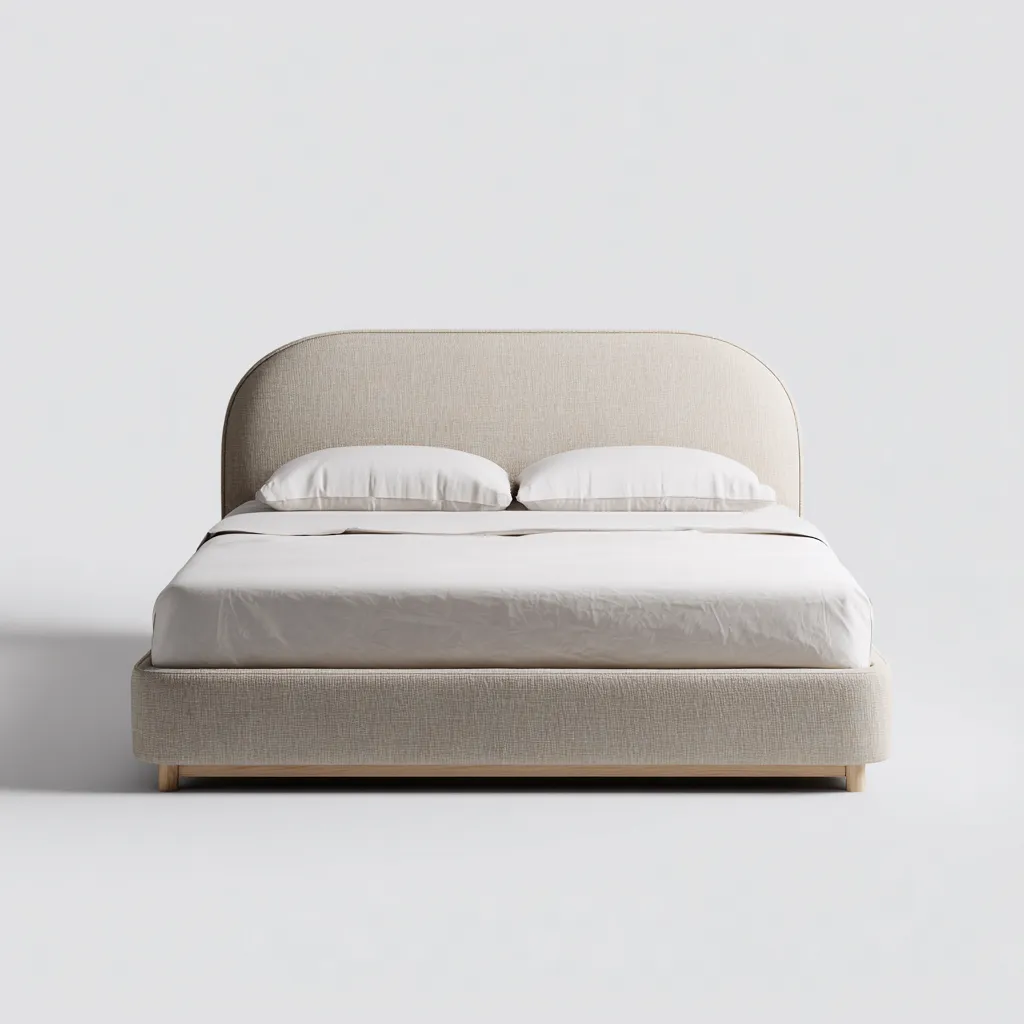 Camas matrimoniales - tapizada en tela - 200x160x118 cm - beige - estilo moderno minimalista-Havenupbay