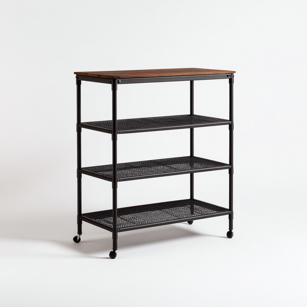 Zapatero - metal - madera - 70x32x90 cm - negro-madera - diseño móvil-Havenupbay