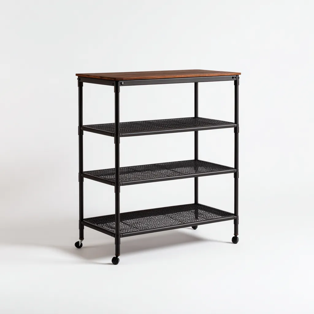 Zapatero - metal - madera - 70x32x90 cm - negro-madera - diseño móvil-Havenupbay