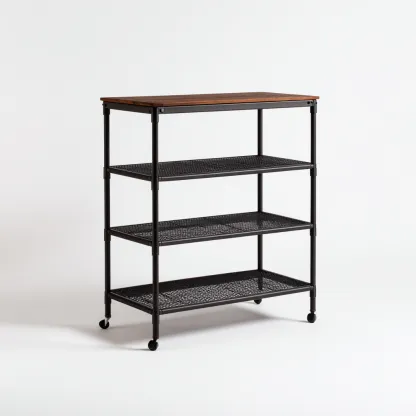 Zapatero - metal - madera - 70x32x90 cm - negro-madera - diseño móvil-Havenupbay