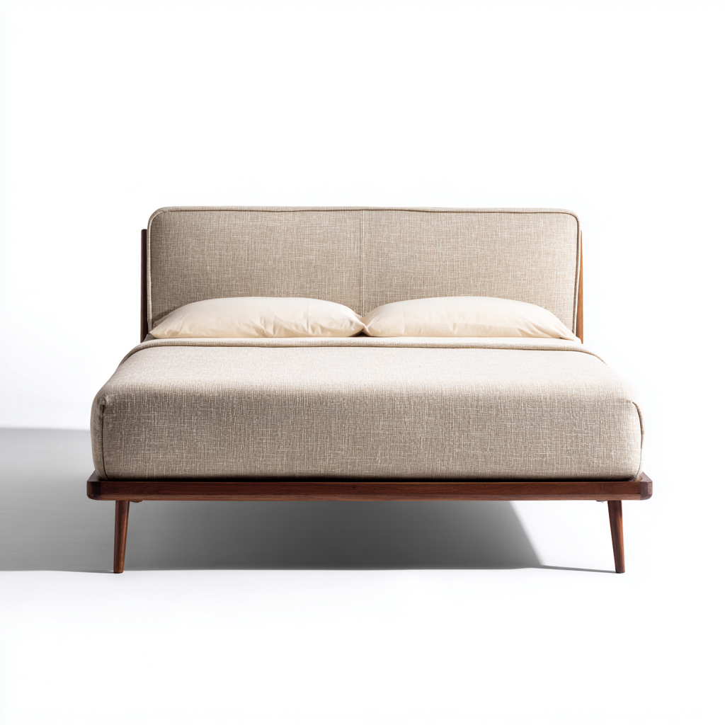 Camas matrimoniales - tapizada en tela - 200x160x108 cm - beige - estilo moderno minimalista-Havenupbay