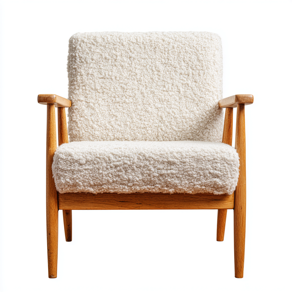 Sillones - tela boucle - 75x70x85 cm - blanco - diseño moderno-Havenupbay