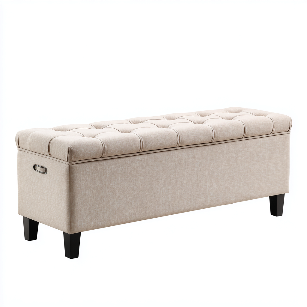 Banco de entrada-tela-madera-122x42x51 cm-crema-negro-estilo funcional moderno-Havenupbay