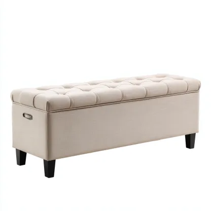 Banco de entrada-tela-madera-122x42x51 cm-crema-negro-estilo funcional moderno-Havenupbay