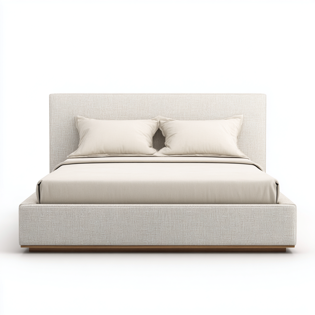 Camas matrimoniales - tapizada en tela - 200x160x120 cm - beige - estilo moderno minimalista-Havenupbay