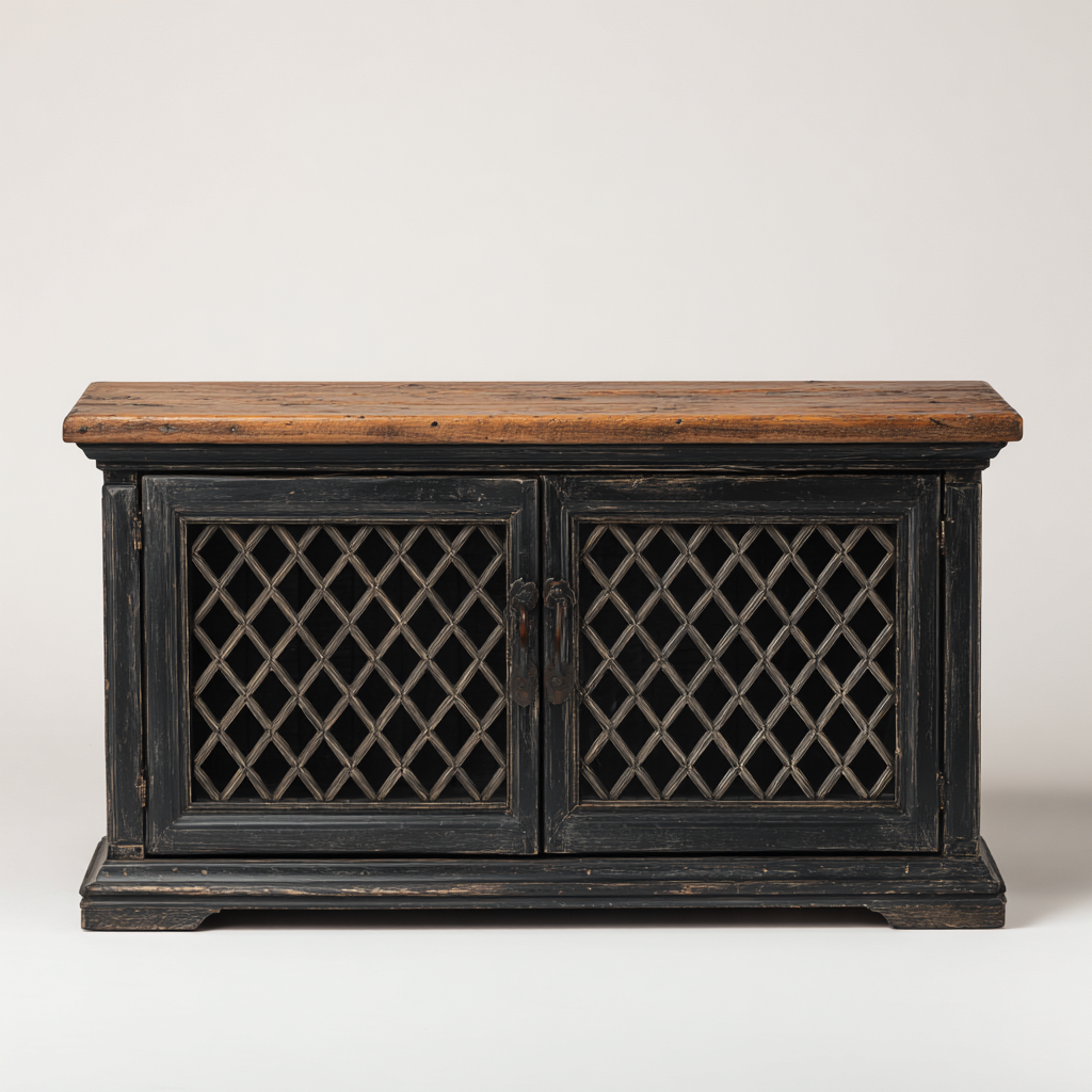 Zapatero - madera metal - 95x38x55 cm - negro envejecido-madera natural - estilo rústico-Havenupbay