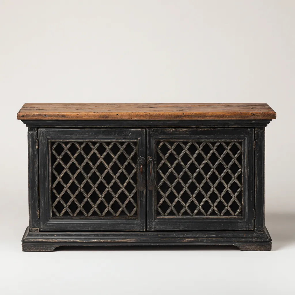 Zapatero - madera metal - 95x38x55 cm - negro envejecido-madera natural - estilo rústico-Havenupbay