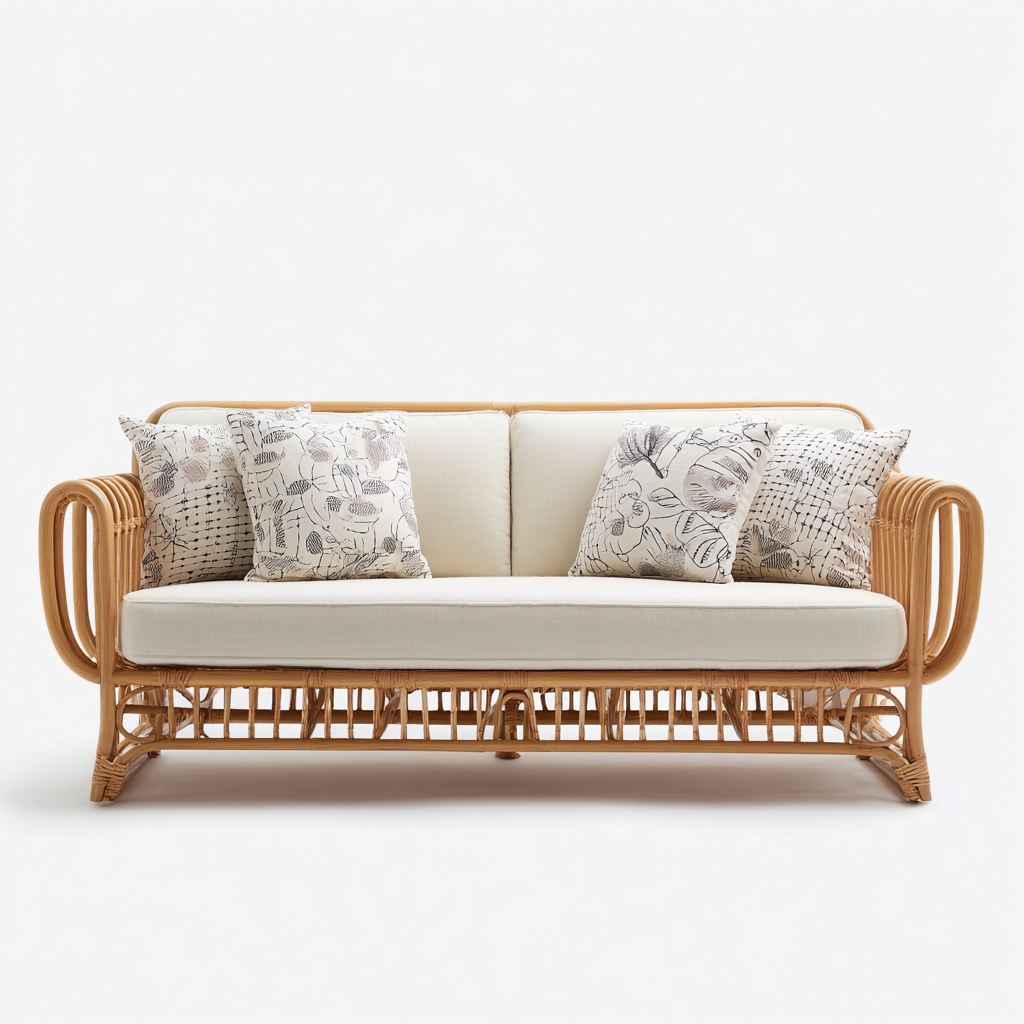 Sofá de jardín - ratán sintético - 190x75x80 cm - marrón-beige - estilo boho para terraza y balcón-Havenupbay