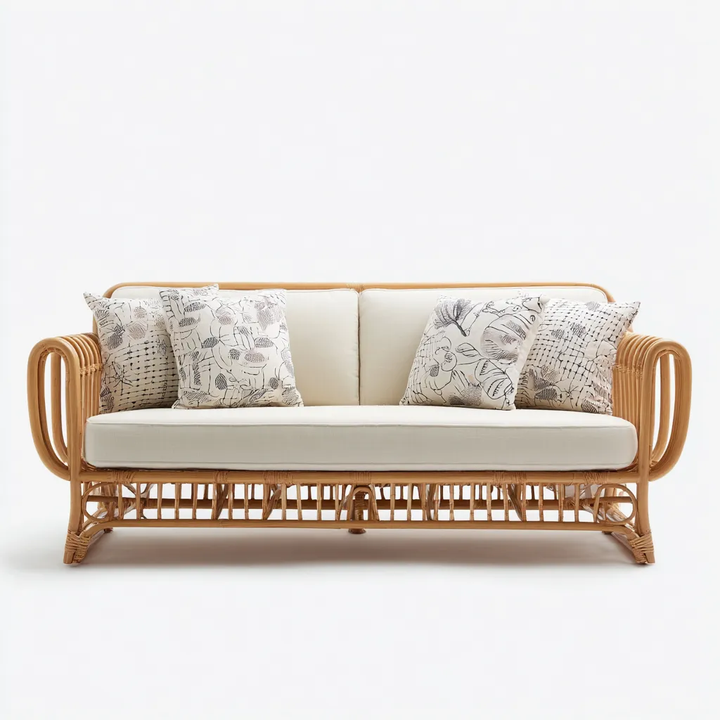 Sofá de jardín - ratán sintético - 190x75x80 cm - marrón-beige - estilo boho para terraza y balcón-Havenupbay