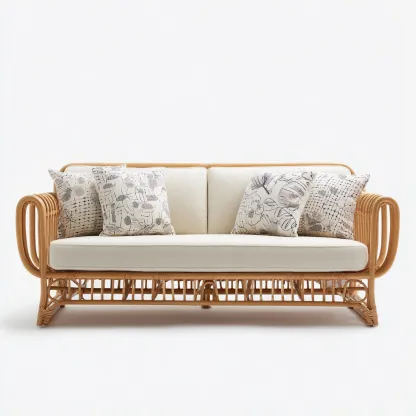 Sofá de jardín - ratán sintético - 190x75x80 cm - marrón-beige - estilo boho para terraza y balcón-Havenupbay