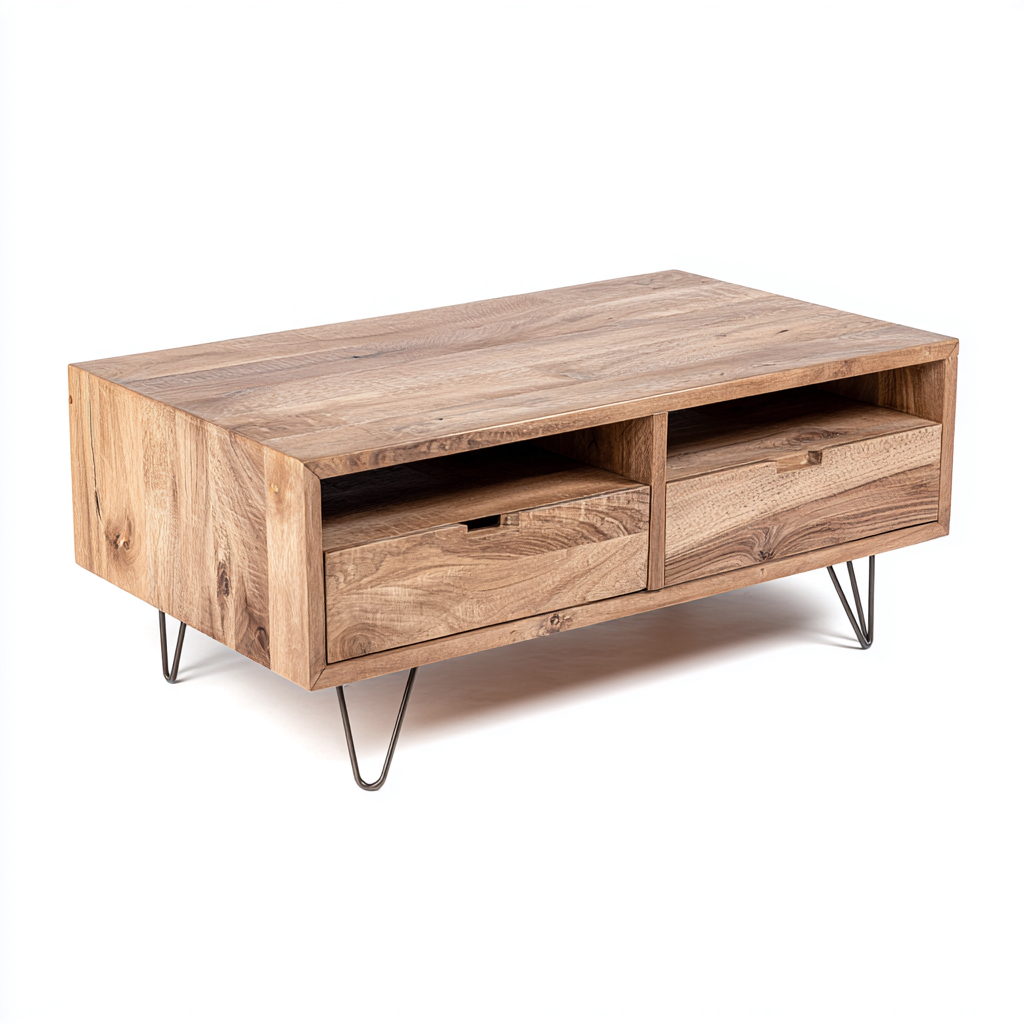 Mesa de centro-madera-metal-120x64x46 cm-marron-diseno moderno-Havenupbay