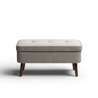 Banco de entrada-tejido-madera-95x40x47 cm-gris claro-estilo nórdico-Havenupbay