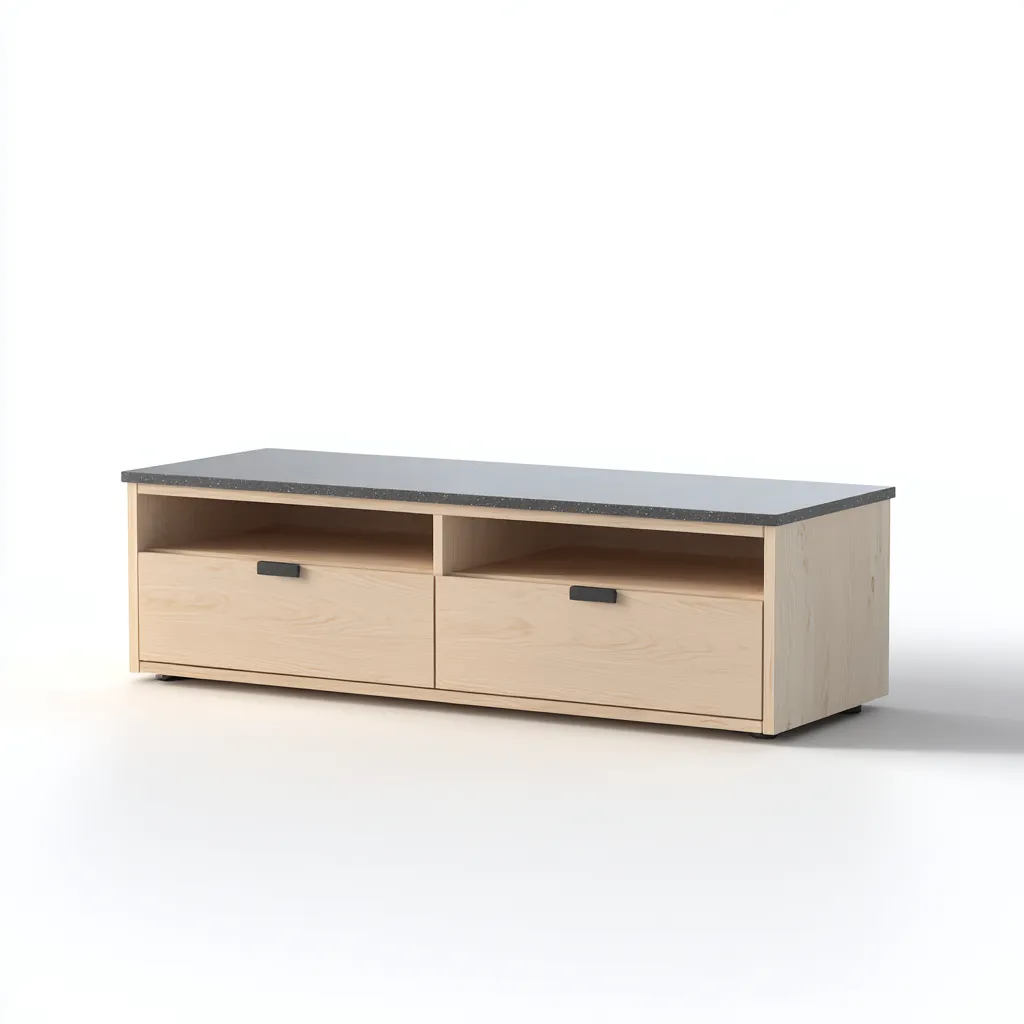 Muebles de TV - madera-metal - 145x38x42 cm - beige-gris - diseño moderno-Havenupbay